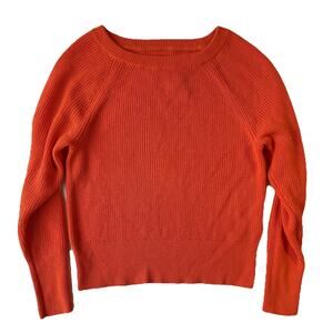 GAP Women Sweater S Orange Extra Fine Merino Wool Blend Long Sleeve NWT Crewneck